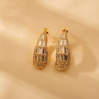 1 Pair Glam Luxurious Solid Color Plating Inlay Titanium Steel Zircon 18K Gold Plated Ear Studs sku image 2