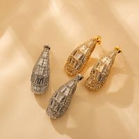 1 Pair Glam Luxurious Solid Color Plating Inlay Titanium Steel Zircon 18K Gold Plated Ear Studs main image 3