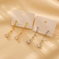 1 Pair Simple Style Classic Style Solid Color Plating Inlay Titanium Steel Zircon 18K Gold Plated Drop Earrings main image 7