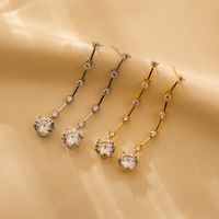 1 Pair Simple Style Classic Style Solid Color Plating Inlay Titanium Steel Zircon 18K Gold Plated Drop Earrings main image 1