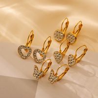 1 Pair Simple Style Classic Style Square Heart Shape Plating Inlay Copper Crystal Rhinestones 18K Gold Plated Drop Earrings main image 1