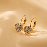 1 Pair Simple Style Classic Style Square Heart Shape Plating Inlay Copper Crystal Rhinestones 18K Gold Plated Drop Earrings main image 6