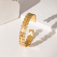 Vintage Style Simple Style Square Leaves Solid Color 304 Stainless Steel 18K Gold Plated Bangle In Bulk main image 5