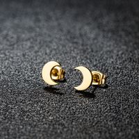 1 Paire Style Simple Style Classique Rond Star Lune Évider Acier Inoxydable 304 Plaqué Or 18K Boucles D'Oreilles main image 7