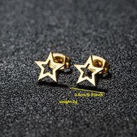 1 Pair Simple Style Classic Style Round Star Moon Hollow Out 304 Stainless Steel 18K Gold Plated Ear Studs sku image 28
