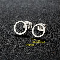 1 Pair Simple Style Classic Style Round Star Moon Hollow Out 304 Stainless Steel 18K Gold Plated Ear Studs sku image 9
