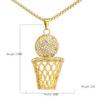 304 Stainless Steel 18K Gold Plated Fitness Hip-Hop Sports Basketball Rhinestones main image 3