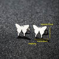 1 Pair Cute Japanese Style Cross Heart Shape Butterfly Hollow Out 304 Stainless Steel 18K Gold Plated Ear Studs sku image 9