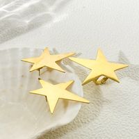 304 Stainless Steel 14K Gold Plated IG Style Modern Style Cool Style Plating Pentagram Rings Earrings sku image 3