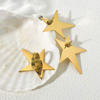 304 Stainless Steel 14K Gold Plated IG Style Modern Style Cool Style Plating Pentagram Rings Earrings main image 5
