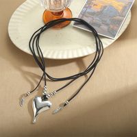 Simple Style Heart Shape CCB Alloy Velvet Inlay CCB Women's Pendant Necklace sku image 3