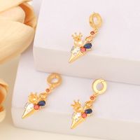 1 Piece 30 * 9mm Copper Zircon 18K Gold Plated Ice Cream Polished Pendant main image 1