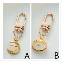 IG Style Chinoiserie Cute Rabbit Lock Alloy Inlay Glass Bag Pendant Keychain main image 3