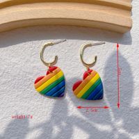 1 Pair IG Style Rainbow Soft Clay 14K Gold Plated Drop Earrings main image 2