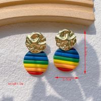 1 Pair IG Style Rainbow Soft Clay 14K Gold Plated Drop Earrings sku image 5
