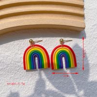 1 Pair IG Style Rainbow Soft Clay 14K Gold Plated Drop Earrings sku image 1