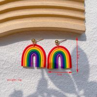 1 Pair IG Style Rainbow Soft Clay 14K Gold Plated Drop Earrings sku image 2