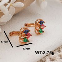 1 Pair Lady Shiny Heart Shape Inlay Brass Zircon Hoop Earrings main image 2