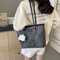 Women's Large Pu Leather Solid Color Classic Style Square Zipper Tote Bag main image 5