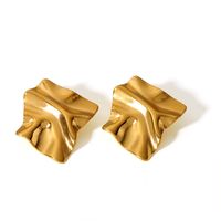 1 Pair Casual Retro Formal Geometric Solid Color Pleated 304 Stainless Steel 18K Gold Plated Ear Studs main image 5
