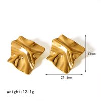1 Pair Casual Retro Formal Geometric Solid Color Pleated 304 Stainless Steel 18K Gold Plated Ear Studs main image 2