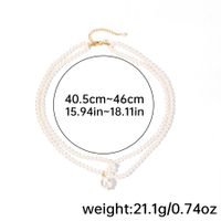 Simple Style Round Glass Pearl Beaded Women's Double Layer Necklaces Pendant Necklace sku image 1