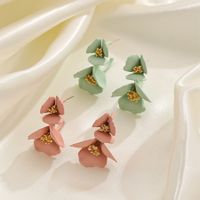 1 Pair Vacation Sweet Flower Iron Copper 18K Gold Plated Drop Earrings main image 1