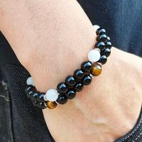 Simple Style Commute Round 304 Stainless Steel Natural Stone Beaded Men's Bracelets main image 7