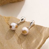 1 Pair Elegant Round Water Droplets Inlay Copper Freshwater Pearl 18K Gold Plated Silver Plated Drop Earrings main image 5