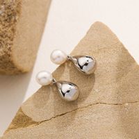 1 Pair Elegant Round Water Droplets Inlay Copper Freshwater Pearl 18K Gold Plated Silver Plated Drop Earrings main image 6