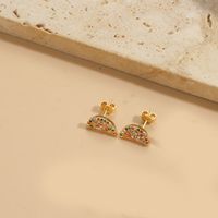 1 Pair Vintage Style Bow Knot Inlay Copper Zircon 14K Gold Plated Earrings sku image 1
