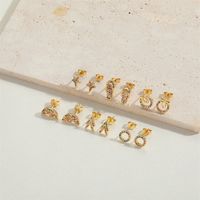 1 Pair Vintage Style Bow Knot Inlay Copper Zircon 14K Gold Plated Earrings main image 4