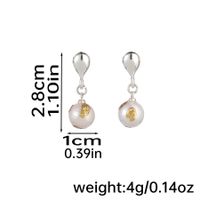 1 Pair Elegant Round Water Droplets Inlay Copper Freshwater Pearl 18K Gold Plated Silver Plated Drop Earrings sku image 3