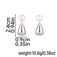 1 Pair Elegant Round Water Droplets Inlay Copper Freshwater Pearl 18K Gold Plated Silver Plated Drop Earrings sku image 1
