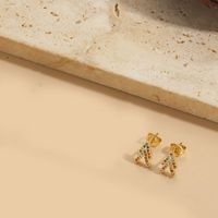 1 Pair Vintage Style Bow Knot Inlay Copper Zircon 14K Gold Plated Earrings sku image 3