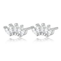 1 Pair Simple Style Classic Style Solid Color Plating Inlay Sterling Silver Zircon White Gold Plated Gold Plated Ear Studs main image 5