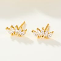 1 Pair Simple Style Classic Style Solid Color Plating Inlay Sterling Silver Zircon White Gold Plated Gold Plated Ear Studs main image 4