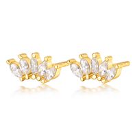 1 Pair Simple Style Classic Style Solid Color Plating Inlay Sterling Silver Zircon White Gold Plated Gold Plated Ear Studs sku image 1