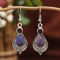 1 Pair Ethnic Style Classic Style Water Droplets Inlay Zinc Alloy Turquoise Drop Earrings main image 3