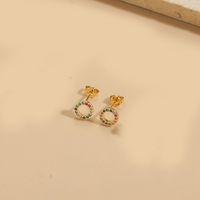 1 Pair Vintage Style Bow Knot Inlay Copper Zircon 14K Gold Plated Earrings sku image 6