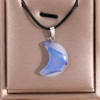 Simple Style Classic Style Moon Glass Leather Rope Plating White Gold Plated Women's Pendant Necklace sku image 6