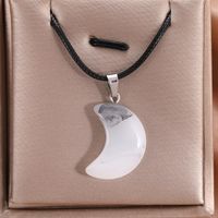 Simple Style Classic Style Moon Glass Leather Rope Plating White Gold Plated Women's Pendant Necklace sku image 5