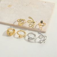 Wholesale Simple Style Animal Snake Copper Inlay 14K Gold Plated Zircon Open Rings main image 6