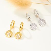 1 Pair Casual Tropical Round Inlay Sterling Silver Zircon White Gold Plated Gold Plated Drop Earrings main image 1