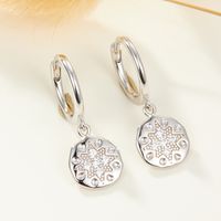 1 Pair Casual Tropical Round Inlay Sterling Silver Zircon White Gold Plated Gold Plated Drop Earrings main image 5
