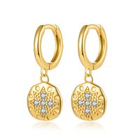 1 Pair Casual Tropical Round Inlay Sterling Silver Zircon White Gold Plated Gold Plated Drop Earrings sku image 1