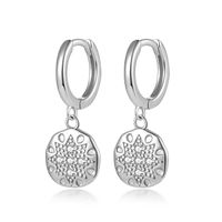 1 Pair Casual Tropical Round Inlay Sterling Silver Zircon White Gold Plated Gold Plated Drop Earrings sku image 2