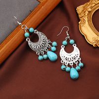 1 Pair Ethnic Style Classic Style Moon Water Droplets Inlay Alloy Turquoise Drop Earrings main image 4