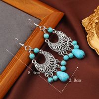 1 Pair Ethnic Style Classic Style Moon Water Droplets Inlay Alloy Turquoise Drop Earrings main image 2