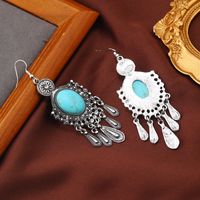 1 Pair Ethnic Style Classic Style Geometric Water Droplets Inlay Alloy Turquoise Rhinestones Drop Earrings main image 7
